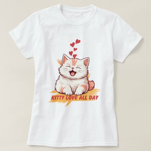 Kattunge Kärlek hela dagen T Shirt (Design framsida)