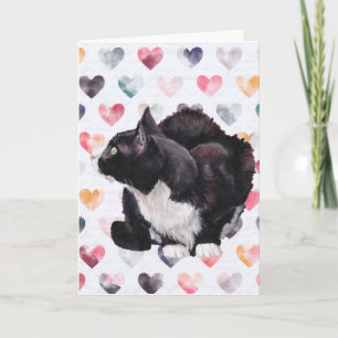 Kattunge Kärlek Tuxedo Cat Art-gratulationskort Kort
