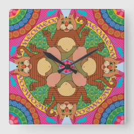 Kattunge Karma Clock Fyrkantig Klocka