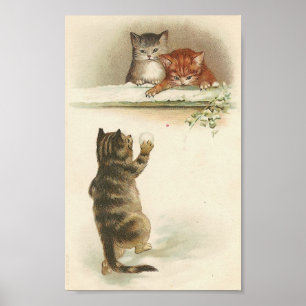 Kattunge kastar snöboll slagsmål poster