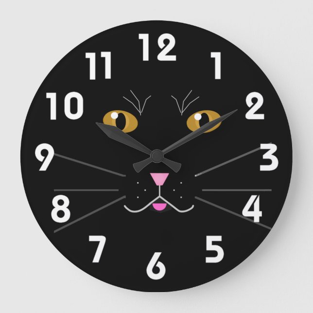 Kattunge Kat Clock Stor Klocka (Framsida)