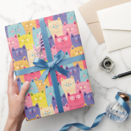 Kattunge Kat Gift Wrapping Papper - Katt - Pastell Presentpapper