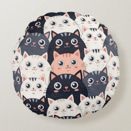 Kattunge Kat Kaleidoscope Rund Kudde