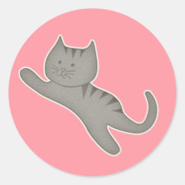 Kattunge Kat Sticker Runt Klistermärke