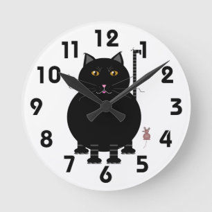 Kattunge Kat Wall Clock Rund Klocka