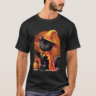 Kattunge Katt Halloween Häxa Kostym & Moon Estetik T Shirt