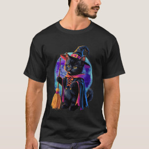 Kattunge Katt Halloween Häxa Kostym & Moon Estetik T Shirt