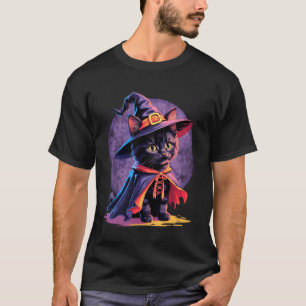 Kattunge Katt Halloween Häxa Kostym & Moon Estetik T Shirt