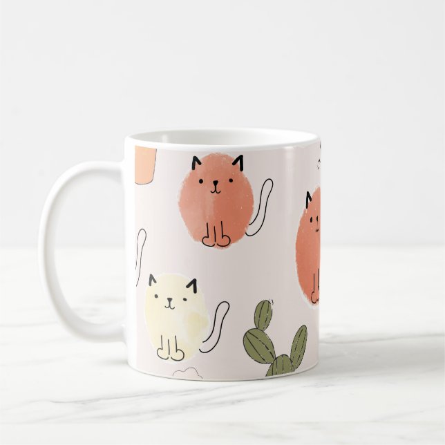 Kattunge Kattunge: Cute Animal Mönster Kaffemugg (Vänster)