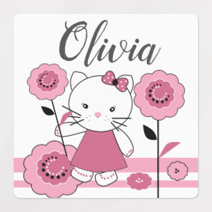 Kattunge, kattunge, söt, för flicka, baby, rosa klistermärke