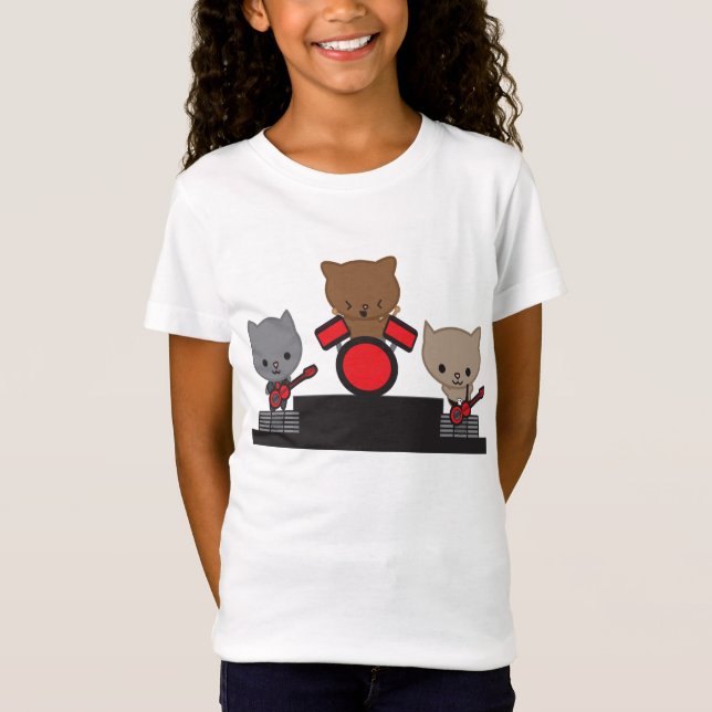 Kattunge Kawaii Band T Shirt (Framsida)