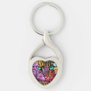 Kattunge Kitten Artsy Design Twisted Heart Silverfärgad Nyckelring