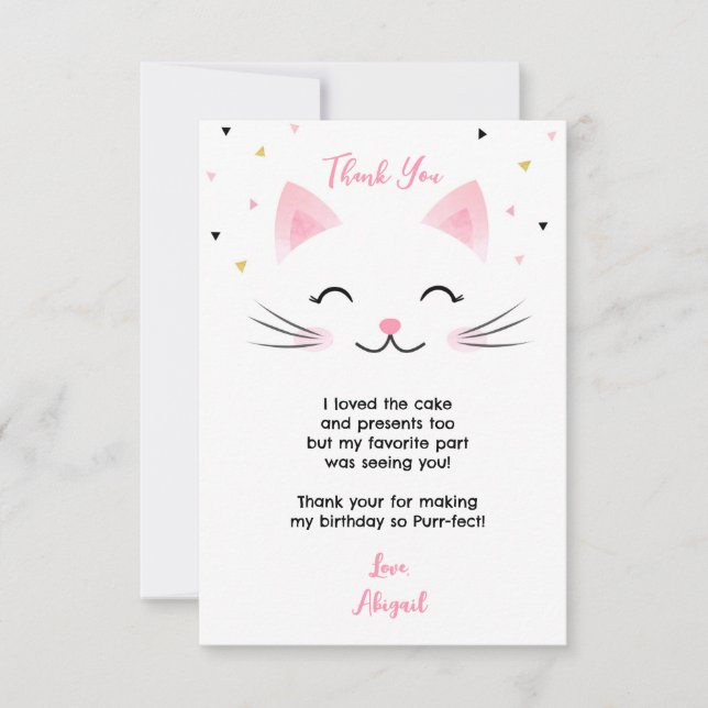 Kattunge Kitten Birthday Tack Cards Inbjudningar (Framsida)