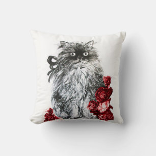 KATTUNGE, KITTEN MED VITE RÖD ROS KUDDE