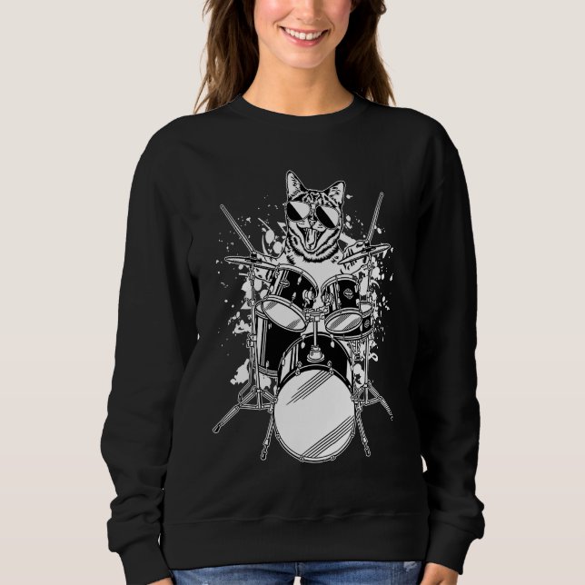 Kattunge Kitty Katt Trummis Som Har Solglasögon Sp T Shirt (Framsida)
