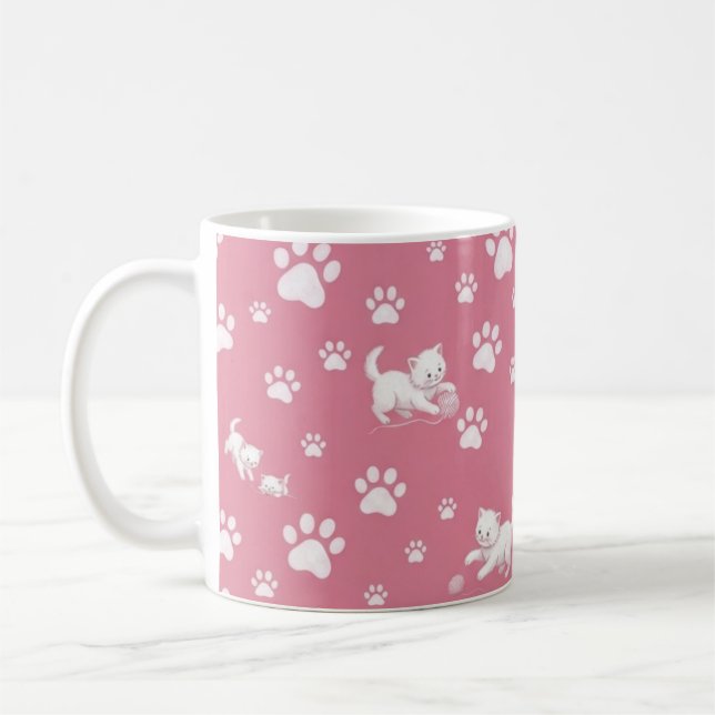 Kattunge leker och kattklor kaffemugg (Vänster)