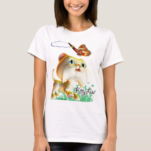 Kattunge Luv och fjäril - T-tröja Tee (Framsida)