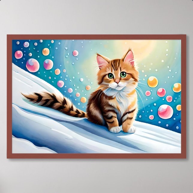 Kattunge målning Skratt till sötspellen Poster (Kitty Painting Brings Laughter to Sweet Playroom)