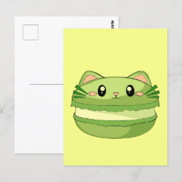 Kattunge Matcha Macaron Vykort