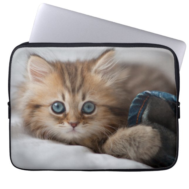 Kattunge med blåttögon laptop fodral (Framsidan)
