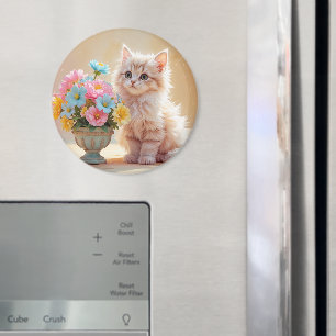Kattunge med blommornas Bouquet Magnet