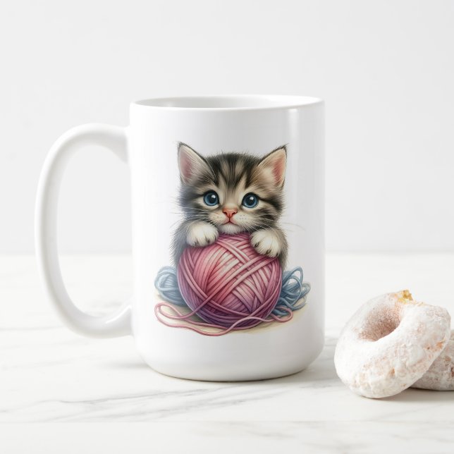 Kattunge med Boll i garnstav Kaffemugg (Med munk)
