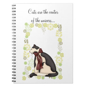 Kattunge med Flowers Bild Anteckningsbok Med Spiral