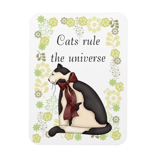 Kattunge med Flowers Bild Magnet (Vertikal)