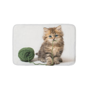 Kattunge med grönt garn badrumsmatta