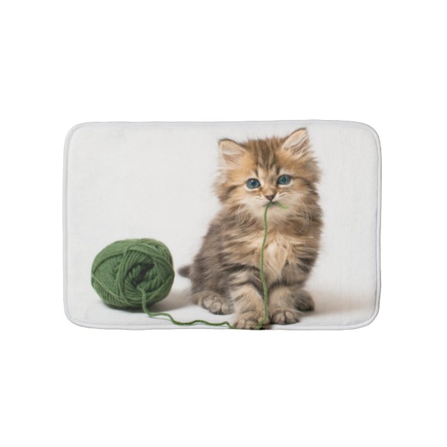 Kattunge med grönt garn badrumsmatta (Framsidan)