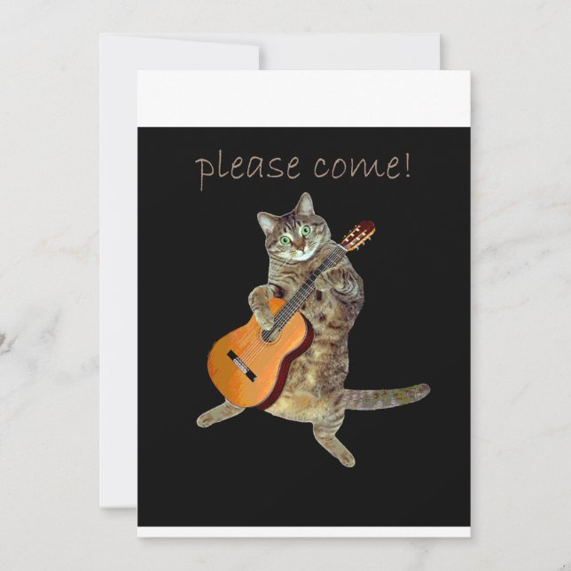 Kattunge med Guitar-inbjudan Inbjudningar (Framsida)