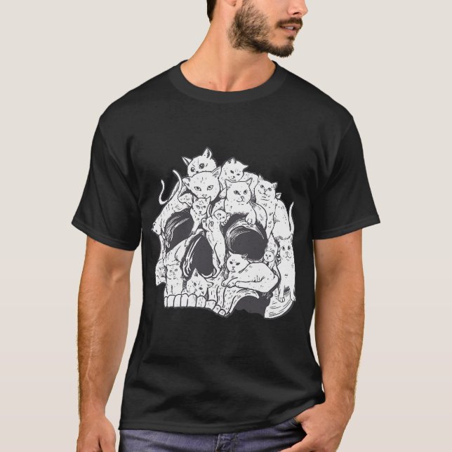 Kattunge med Gun-Birthday och Halloween-kattkostna T Shirt (Framsida)