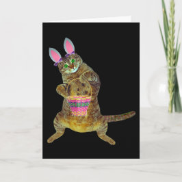 Kattunge med påskbasketen helgkort