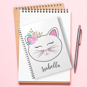 Kattunge med rosa fjäril Personlig Anteckningsbok