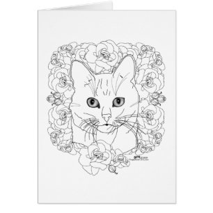 Kattunge med rosor hälsningskort
