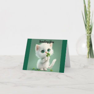 Kattunge med Shamrock Lyckönskningskort Kort