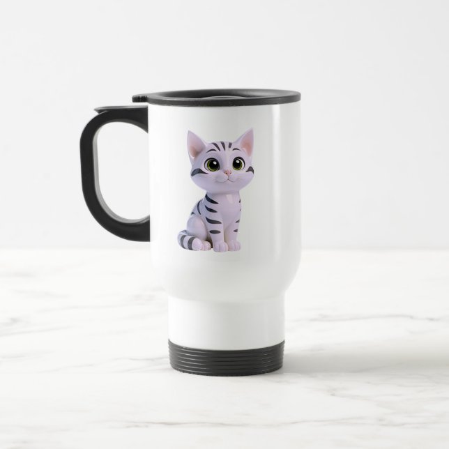  Kattunge med tabbymönster sittande Resemugg (Vänster)