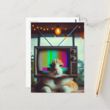 Kattunge med vintage TV Ansikte