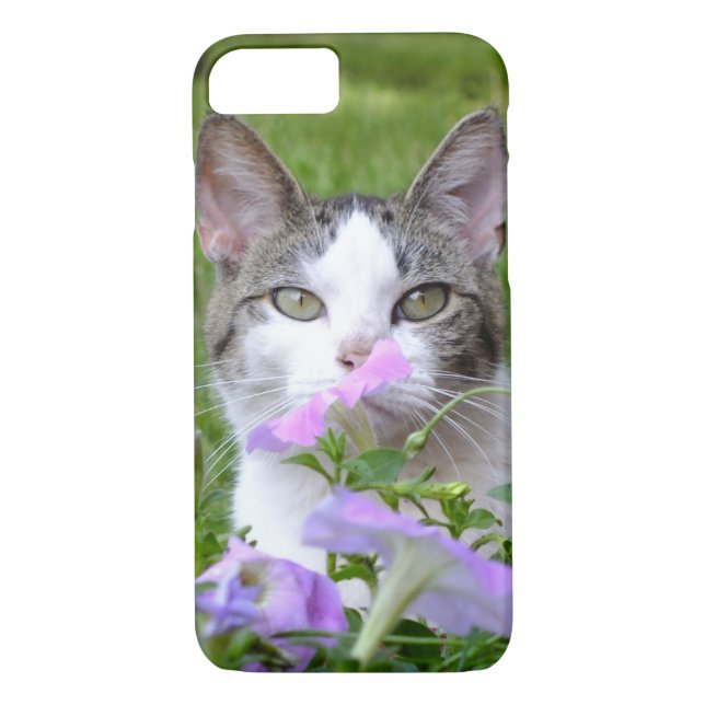 Kattunge melling Flowers iPhone 7 Fodral Case-Mate iPhone Skal (Baksida)