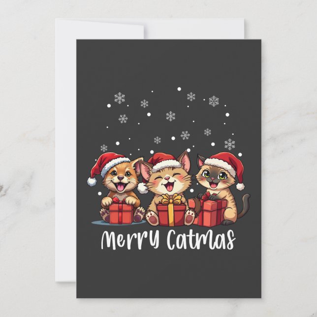 Kattunge Merry Catmas Inbjudningar (Framsida)