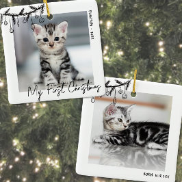 Kattunge Min Första Jul Djur Foto Julgransprydnad Keramik