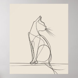 Kattunge minimalistlinjekonst poster