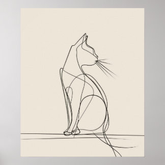 Kattunge minimalistlinjekonst poster