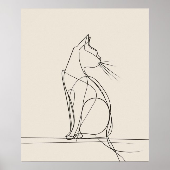 Kattunge minimalistlinjekonst poster (Framsidan)