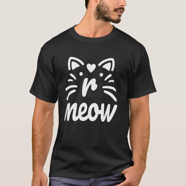 kattunge mjau monogram initialer bokstav r katt an t shirt (Framsida)