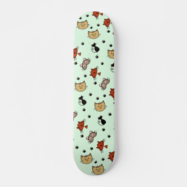 Kattunge Mönster Mini Skateboard Bräda 18,5 Cm (Framsida)