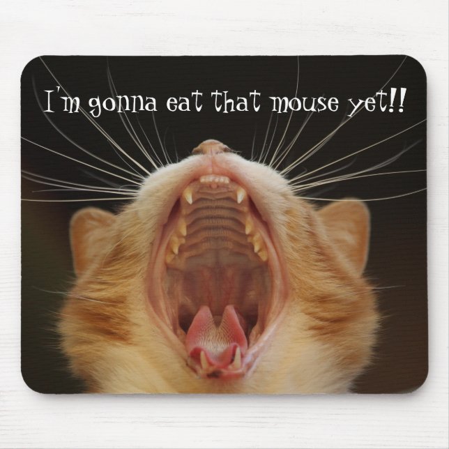Kattunge Mouth Wide Open Mouse Eater Mousepad Musmatta (Framsidan)