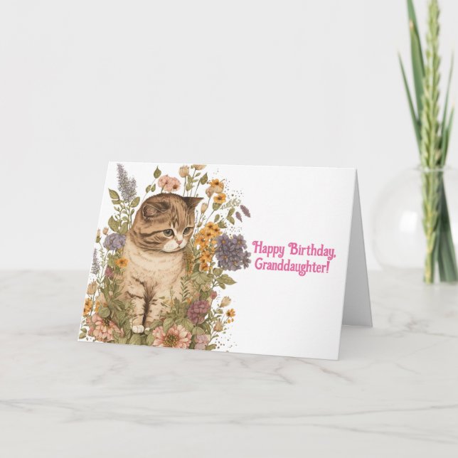 KATTUNGE n FLOWERS GRANDDAUGHTER BIRTHDAY CARD Kort (Framsida)