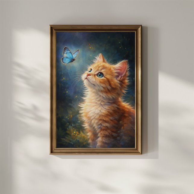 Kattunge och blå fjäril poster (Skapare uppladdad)