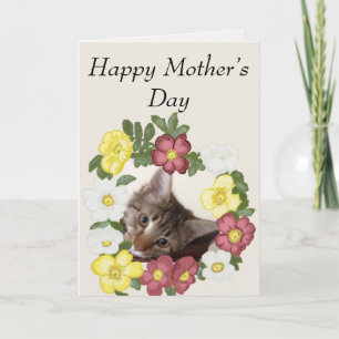 Kattunge- och blommagirlandmors dag kort